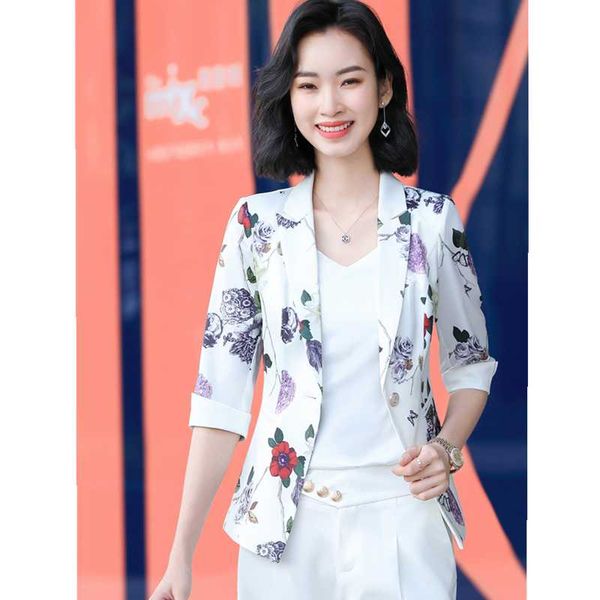 

women's suits & blazers printed small suit jacket women 2021 spring and summer korean style fashion slim temperament short casual, White;black