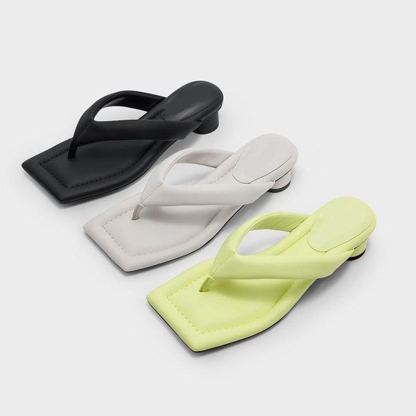 

slippers square heel women summer female shoes low slides cross-tied rubber flip flops block 2021 soft hawaiian pu scandals narr, Black