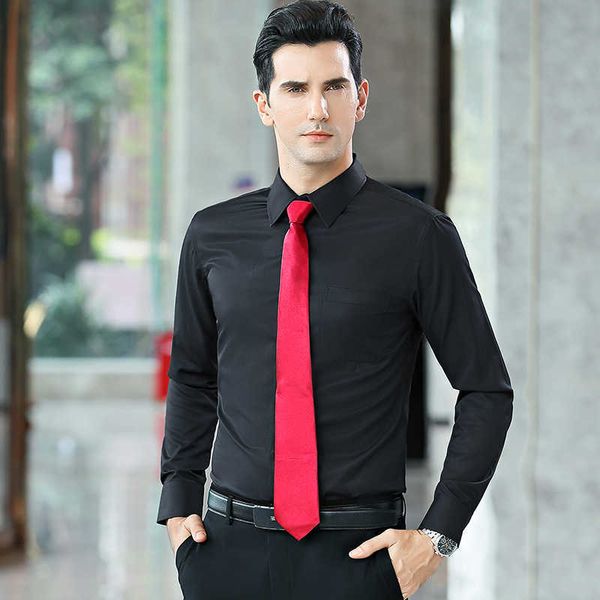 8xl grande tamanho homens vestido camisa manga comprida moda preto negócios casual forma forma formal ajuste regular sarja bolso roupas macho 210609