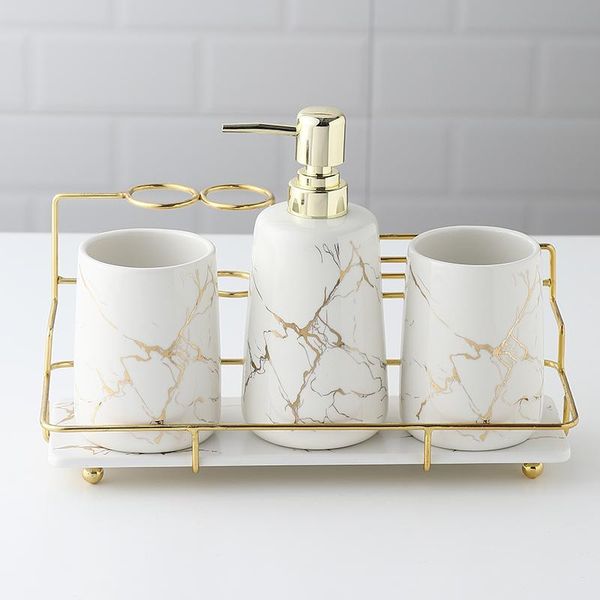 

imitation marble bathroom decoration accessories, toothbrush holder ceramic toothpaste dispenser, lotion bottle, soap dish, tray bath access