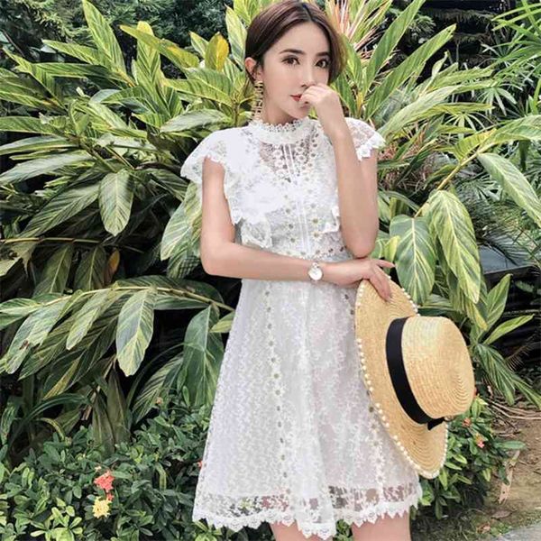 

holiday white beach ladies temperament palace lace dress sheath office lady sleeveless zippers 210416, Black;gray