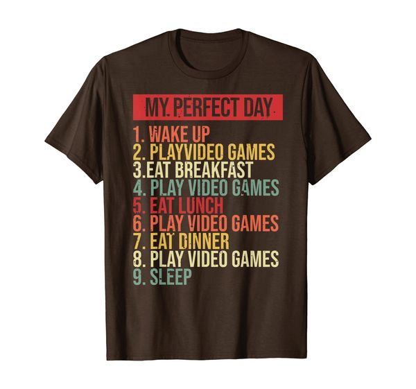 

my perfect day video games costume funny gamer gift son t-shirt, White;black