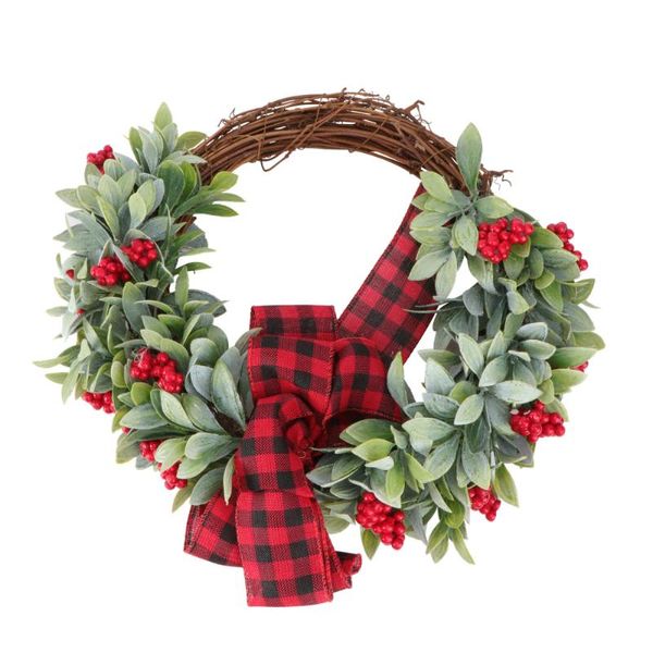 

1pc artificial floral wreath door hanging christmas decor (red green) decorative flowers & wreaths