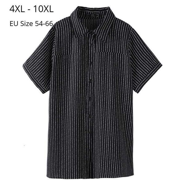 

women's blouses & shirts blouses plus size 10xl 9xl 8xl 7xl women short sleeves summer femme striped black ol clothing for ladies overs, White