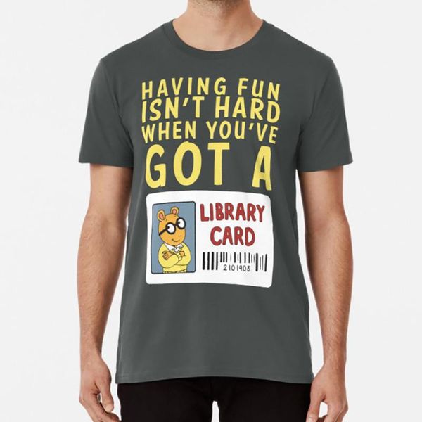 

men's t-shirts arthur library card t shirt cartoon tv show fun, White;black