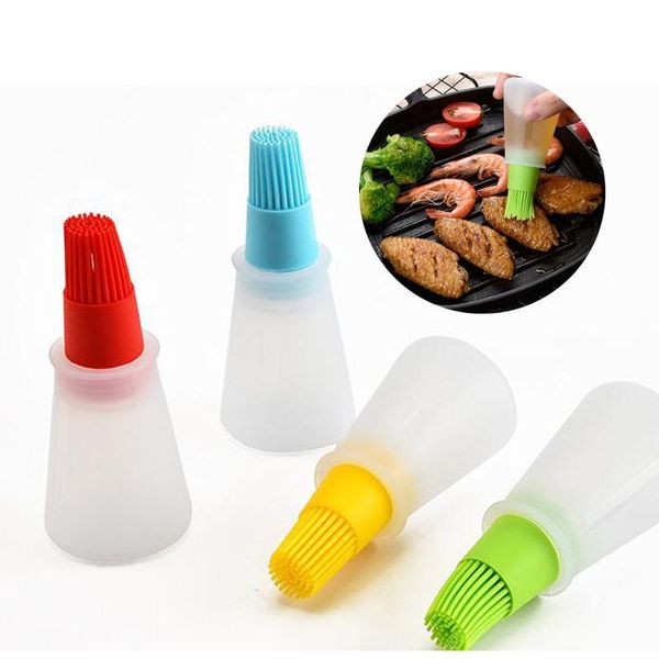 

tools & accessories 1pc portable baking oil brush silicone bottle with cover liquid pastry kitchen bake bbq accessory