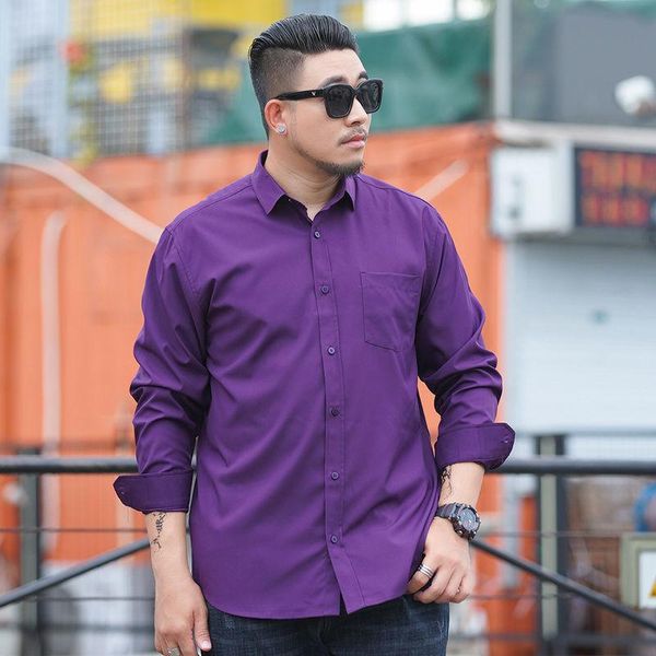 

men's casual shirts shirt loose size spring and autumn fat business leisure solid color long sleeve jacket, White;black