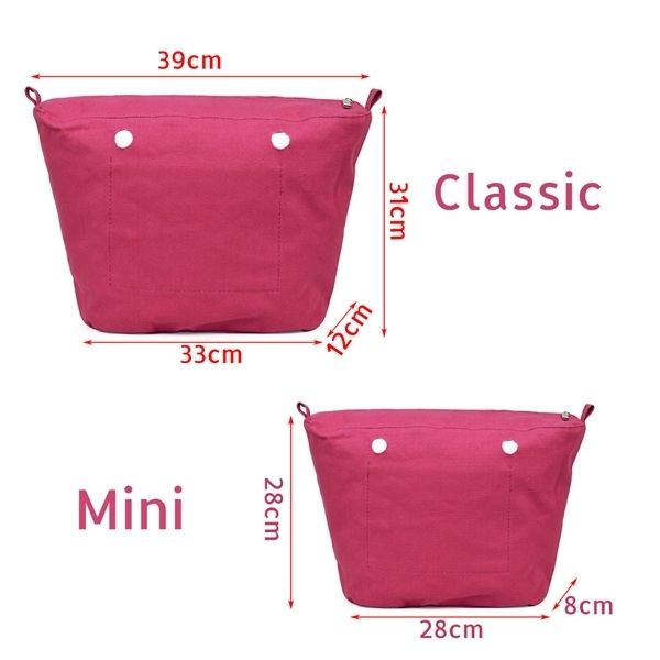 

lining zipper pocket classic mini obag canvas insert with inner waterproof coating for o bag c0601
