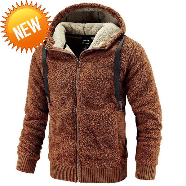 

men's fleece jacket hooded large size winter parka men windbreakers thick warm anorak 2021 husband autumn black fur coat male
