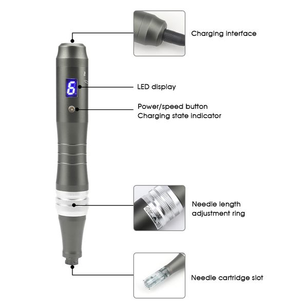 

dr pen m8 with 2 pcs cartridges drag nano wireless derma pen skin care kit profesional microneedle home use beauty machine perfe