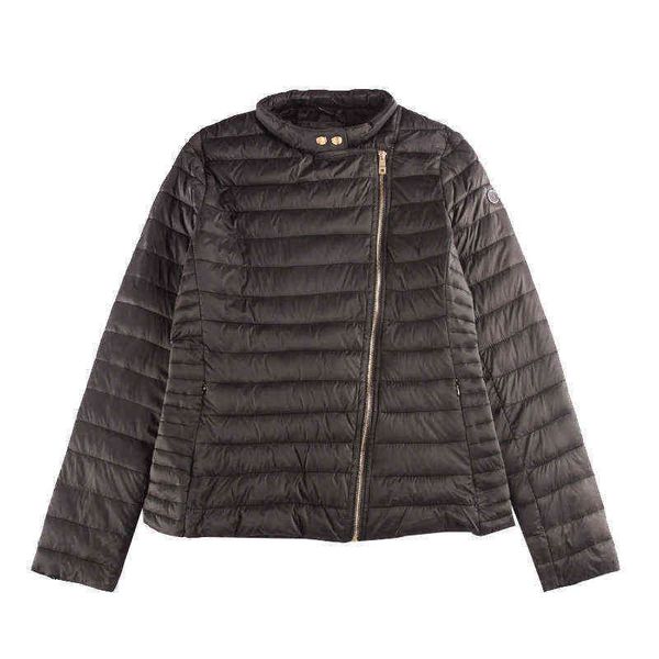 

2021 autumn and winter women's lightweight short white duck down stand collar solid color wind proof warm coat et, Black;white
