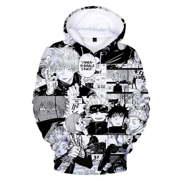 

men's hoodies & sweatshirts jujutsu kaisen 3d printed hoodie men women fashion casual pullover harajuku streetwear oversized, Black