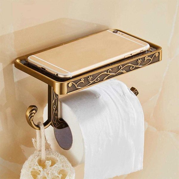 Ванная комната нержавеющая сталь держатель мобильного телефона бумажная полка полотенце стеллаж туалет ткани 210709