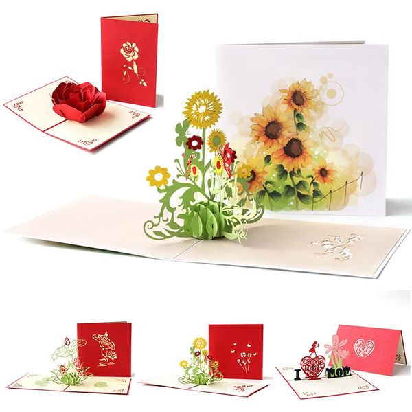 

greeting cards love 3d -up valentines day gift postcard with envelope stickers wedding invitation anniversary for her