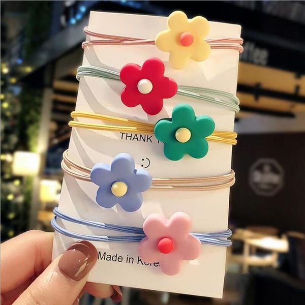 

hair clips & barrettes korean color flower headband cute girl tie rubber band rings for girls princess accessories, Golden;silver