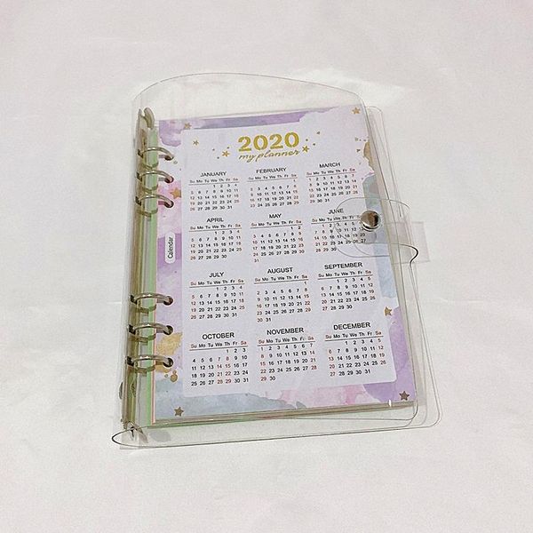 

calendar a5 a6 notebook journal filler spiral planner index divider insert refill 6 holes loose leaf agenda stationery notepads, Purple;pink