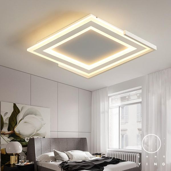 

square modern led ceiling chandelier black or white living room bedroom study deco minimalism fixtures chandeliers