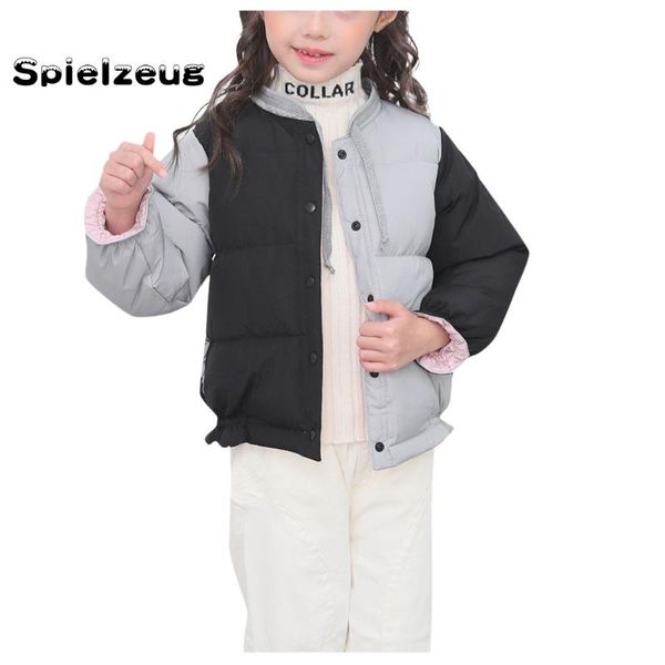 

kids coat fashion long sleeve boys girls windproof thick padded winter jacket clothes snowsuit thicken#g4, Blue;gray