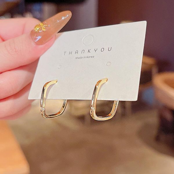 

stud simple geometric crystal earrings for women fashion light luxury square personality vintage hip hop wholesale, Golden;silver