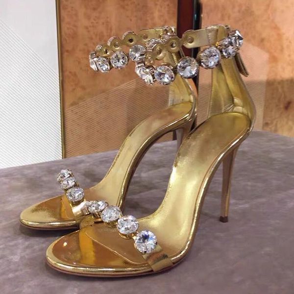 

luxury rhinestones women sandals bling crystal high heels ankle strap gladiator summer party wedding bride shoes, Black