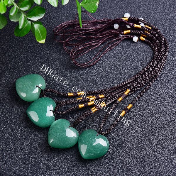 Coração Gemstone Quartz Cristal Cura Cakra Pingente Pedra Pedra Natural Aventurine Aventurine Opala Sintética Colar Colar Ansiedade Rocha Rocha Ajustável Corda Jóias