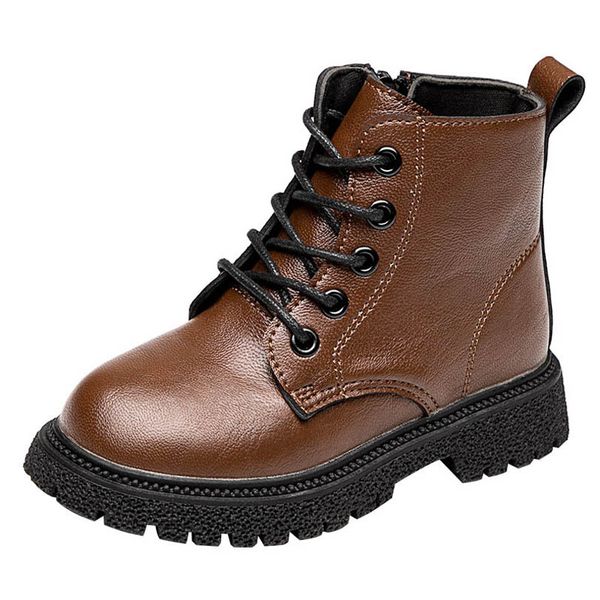 

kids boots children shoes childrens footwear girls boys short boot spring autumn leather b8314, Black;grey