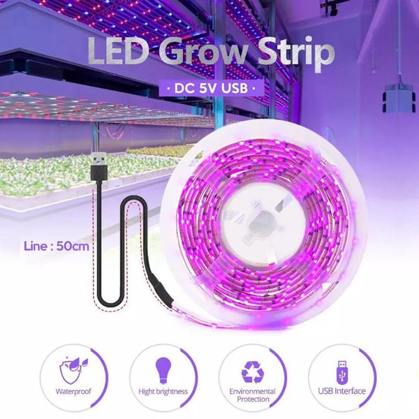 

0.5/1/2/3m usb phytolamps grow light strip 5v led trimmable indoor plant flexible self adhesive growing lamp lights