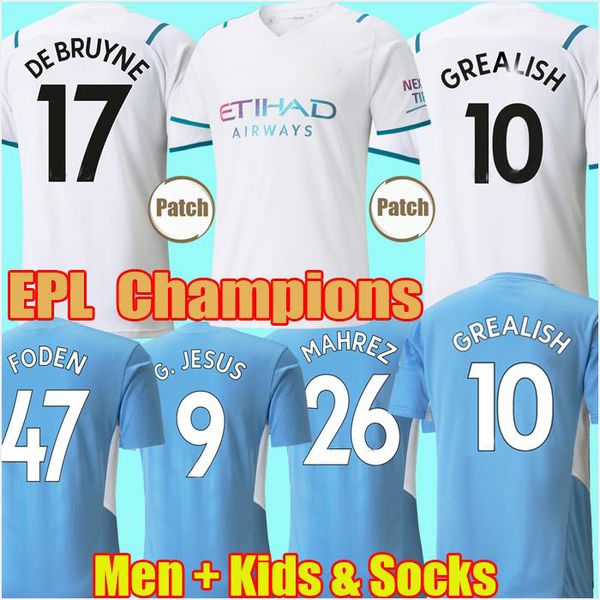 

man city soccer jersey cr7 ronaldo sterling ferran de bruyne foden 21-22 football shirts uniform men kids kit g. jesus, Black;yellow
