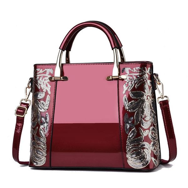 

evening bags 2021 brand designer women patent leather handbag sequin embroidery shoulder crossbody bag famous ladies purse messenger tote
