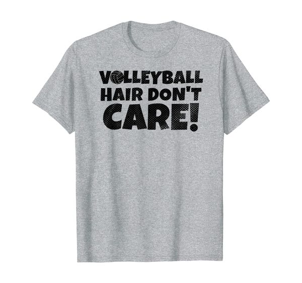 

volleyball hair don't care funny t-shirt, White;black