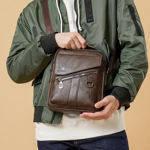 

waist bags fashion casual men tote bag shoulder vintage crossbody male pu leather handbag messenger