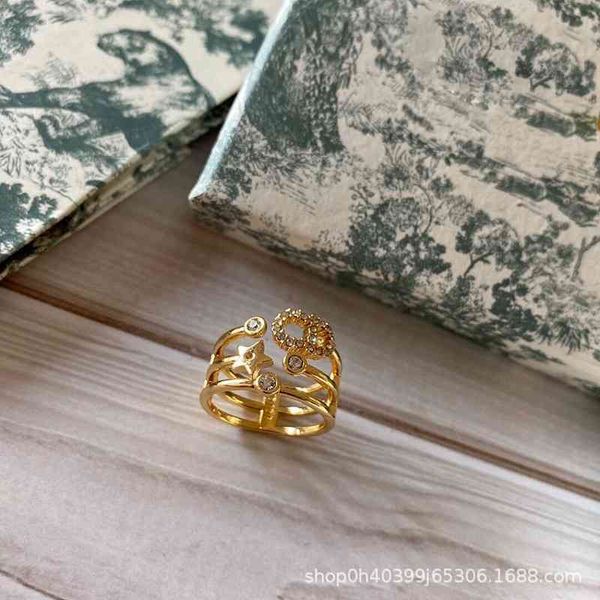

special offer 75%off outlet zircon super flash high-grade feeling ring ~ three layers wear ring, indifference brass material, Silver