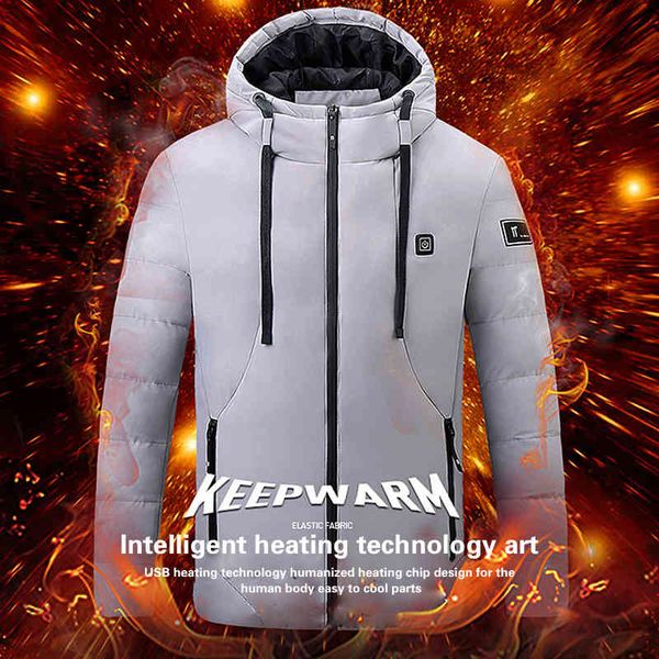 

2021 newt winter hat smart electric heating constant temperature down et camping and hiking cloth coat with power bank, Black