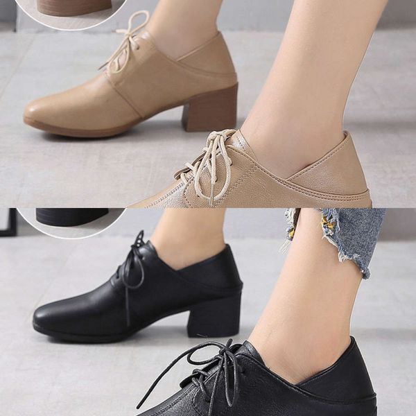 

Casual shoes British college small shoes single women 2021 spring new black chic thick heel lace up women's fashion 8M8K PUA2, M 158 lace up