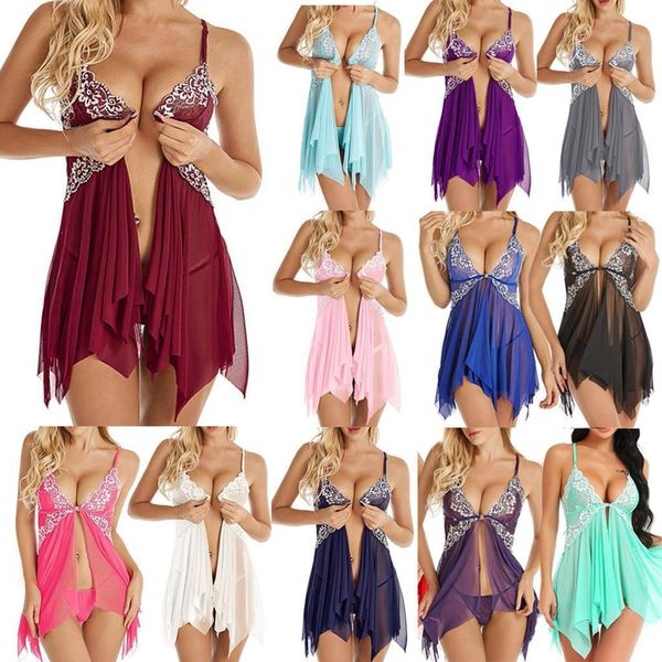 

night women sleepwear dress lingerie for front closure babydoll dresses large size lace temptation nightwear m04, Black;red