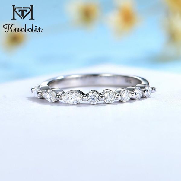 

cluster rings kuololit 750 solid18k 14k 10k gold gemini moissanite ring for women twins luxury bubble marquise engagement wedding, Golden;silver