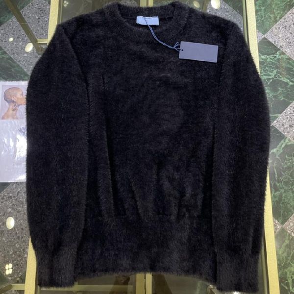 

women's sweaters o-neck furry pull femme long sleeve wool pullovers loose warm jersey mujer winter plush blend overwear women sweater, White;black