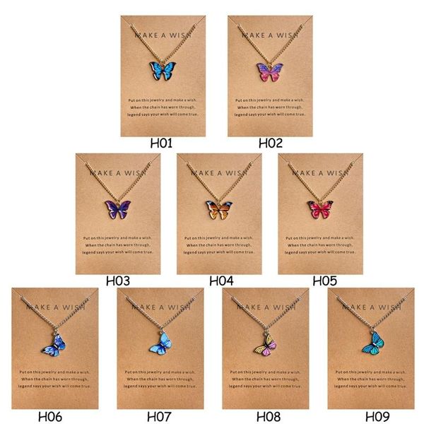 

pendant necklaces korean acrylic cute butterfly necklace for women sweet animal statement jewelry with gifts card, Silver
