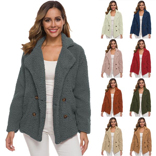 

womens sherpa wool jackets midi ladies autumn thick plush sweater woman warm fashion street spring outercoat female long sleeve sweatshirt, Black