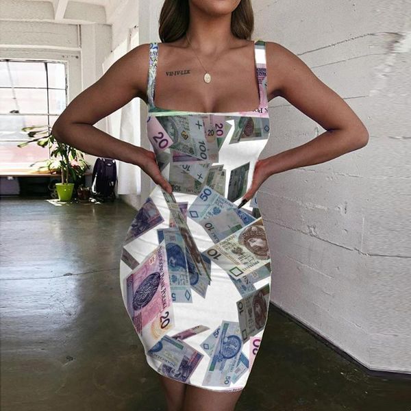 

casual dresses kyku money women poland sundress art ladies abstract vestido harajuku 3d print womens clothing plus size, Black;gray
