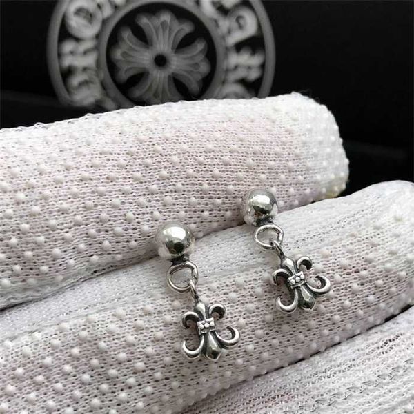 

925 pure sier ch crosin cross original ear plug earrings chaotai sier scout flower boat anchor earrings, Silver