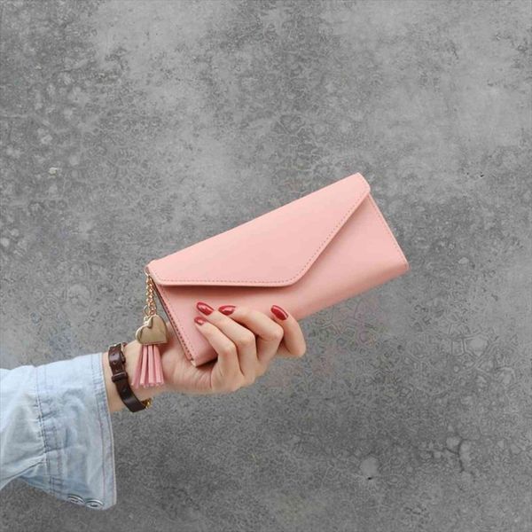 

long womens wallet female purses tassel coin purse card holder wallets pu leather clutch money bag, Red;black