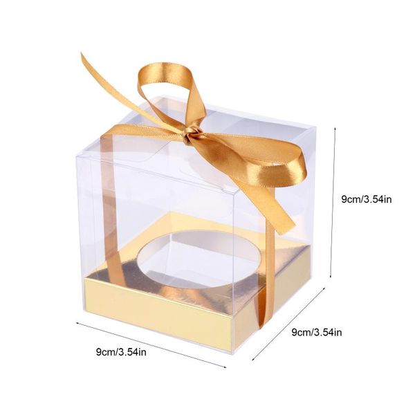 

gift wrap 12pcs transparent cake boxes pvc packaging organizers with ribbon