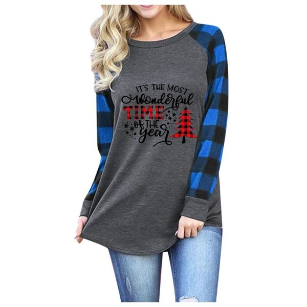 

women's blouses & shirts christmas printing plaid patchwork sweatshirt t-shirt blouse pullover casual oversize streetwear hoodies, White