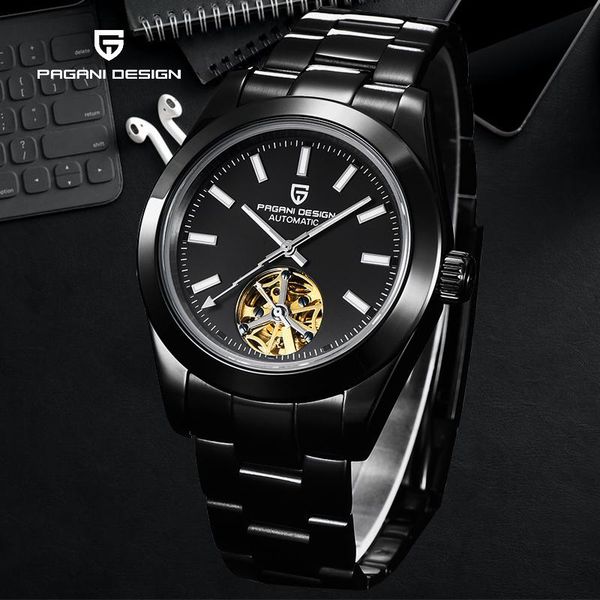 

wristwatches stylish simple men's watches pagani design stainless steel folding clasp watch men casual waterproof movement mechanical c, Slivery;brown