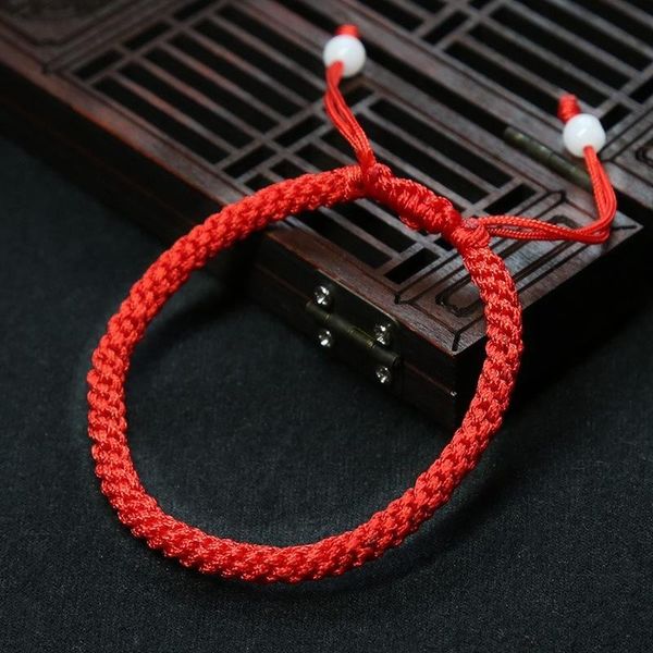 

beaded, strands jl hand woven red rope lucky bracelet adjustable knot, Black