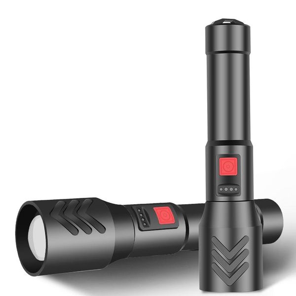 

flashlights torches usb rechargable small led 5 lighting mode waterproof torch zoom portable for night