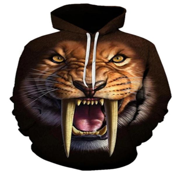 

men's hoodies & sweatshirts large size pullover hoodie sweatshirt graphic lion animal hooded outing club 3d printing basic casual, Black