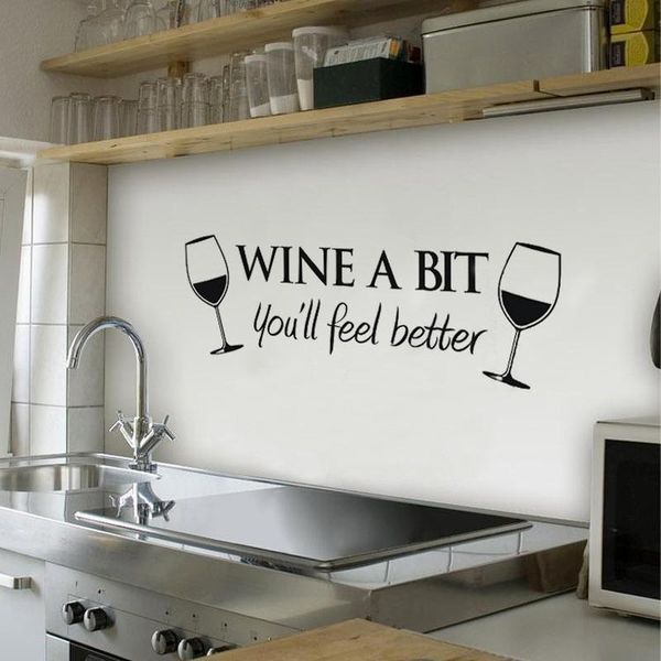 

wall stickers 23.5*55cm wine a bit you'll feel better art decal home decor relax quotes living room kitchen removable