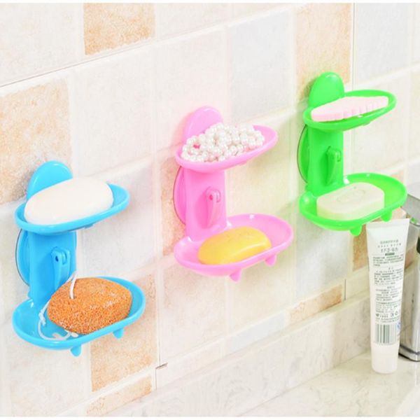 

bath accessory set kitchen tools bathroom accessories soap holder two layer suction dish storage basket box stand